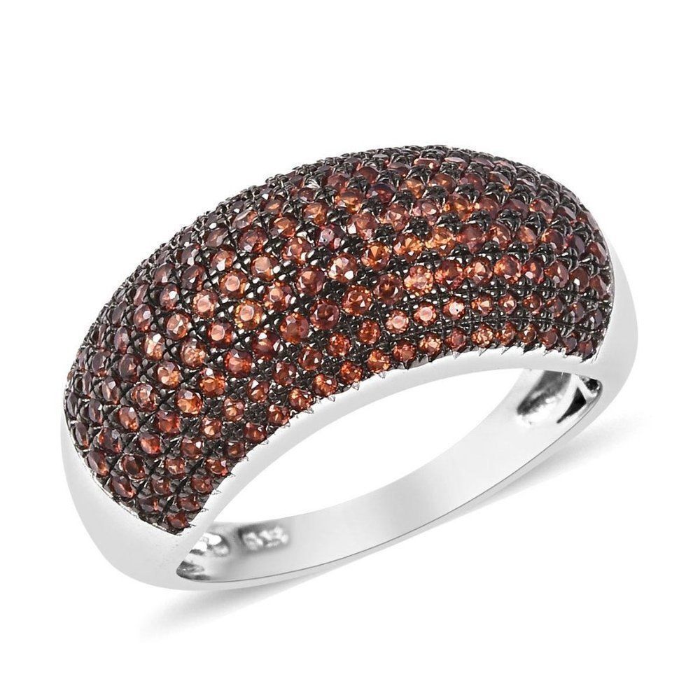 Mozambique Garnet Dome Shape Ring Sterling Silver